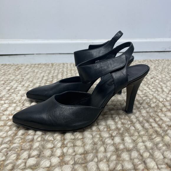 Paul Green Nicolette Pump Black Leather Pointed Toe Heels UK 6 / US 8.5 Classic - Picture 13 of 14